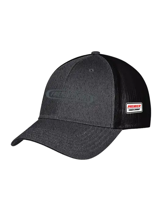 Charcoal Heather/Black Mesh Trucker Cap Snap Back w/Freightliner Logo, Premier Truck Group Logo