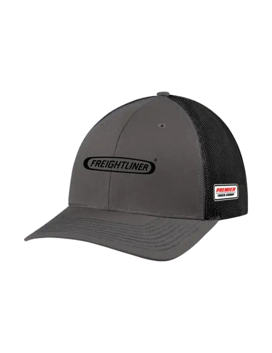 Richardson Adjustable Snapback Original 112 Trucker Cap Dark Grey w/Black Mesh w/Freightliner Logo, Premier Truck Group Logo