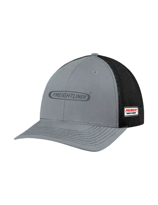 Richardson Adjustable Snapback Original 112 Trucker Cap Heather Grey w/Black Mesh w/Freightliner Logo, Premier Truck Group Logo