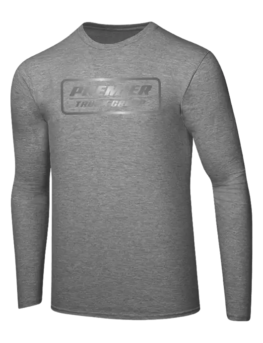 Ring Spun Light Heather Grey 4.5 oz Long Sleeve T-Shirt w/Premier Truck Group Logo