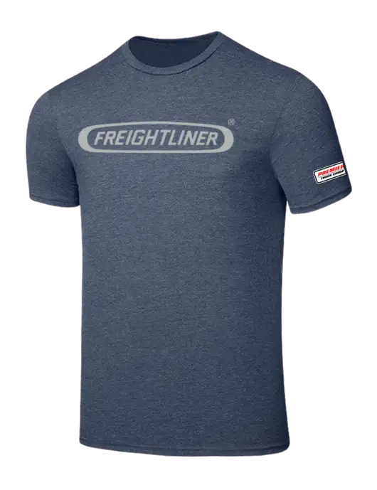 Seriously Soft Heathered Navy T-Shirt w/Freightliner Logo, Premier Truck Group Logo