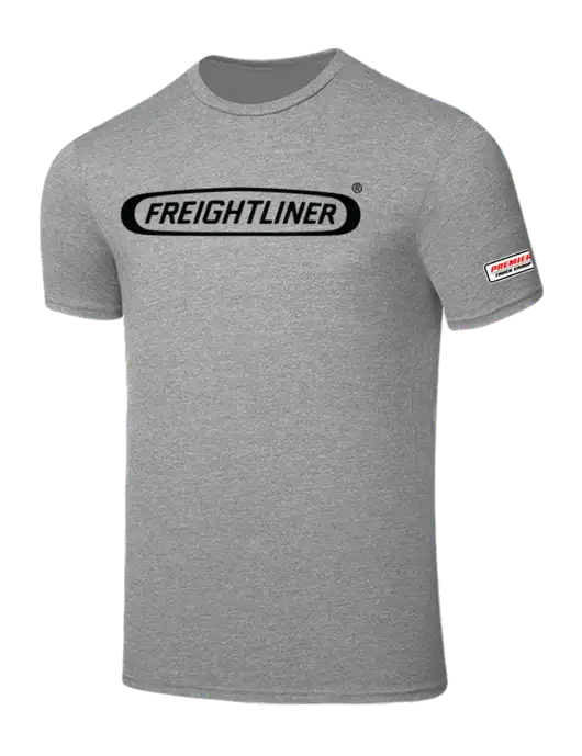 Seriously Soft Light Heather Grey T-Shirt w/Freightliner Logo, Premier Truck Group Logo