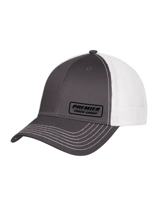 Dark Grey/White Mesh Trucker Cap Snap Back w/Premier Truck Group Logo
