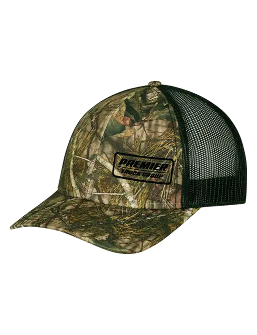 Mossy Oak Break Up Country/Black Mesh Trucker Cap w/Snap Back  w/Premier Truck Group Logo