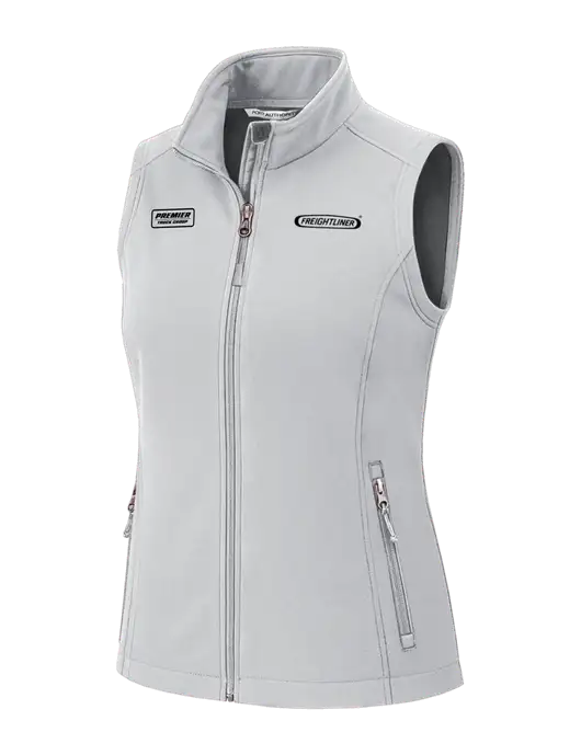 Marshmellow Womens Core Soft Shell Vest w/Freightliner Logo, Premier Truck Group Logo