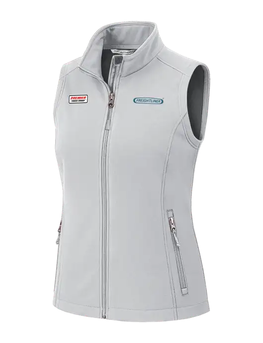 Marshmellow Womens Core Soft Shell Vest w/Freightliner Logo, Premier Truck Group Logo