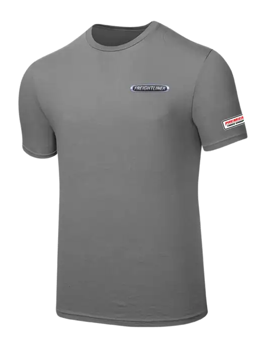 Seriously Soft Medium Grey T-Shirt w/Freightliner Logo, Premier Truck Group Logo