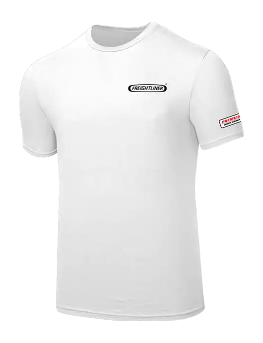Seriously Soft White T-Shirt w/Freightliner Logo, Premier Truck Group Logo