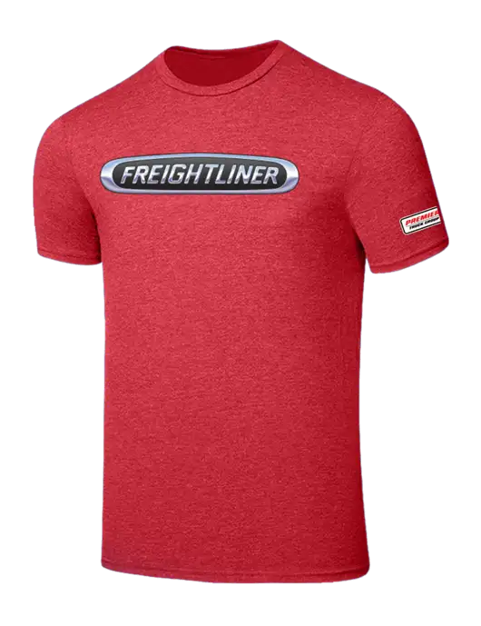 Seriously Soft Heathered Red T-Shirt w/Freightliner Logo, Premier Truck Group Logo