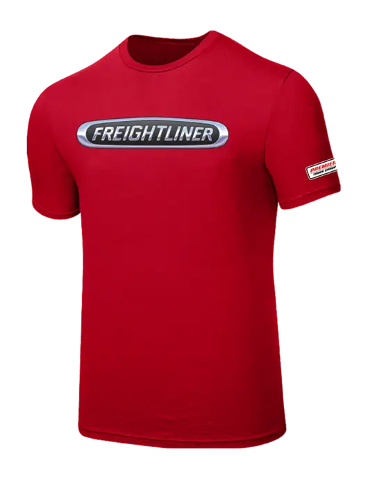 Seriously Soft Red T-Shirt w/Freightliner Logo, Premier Truck Group Logo