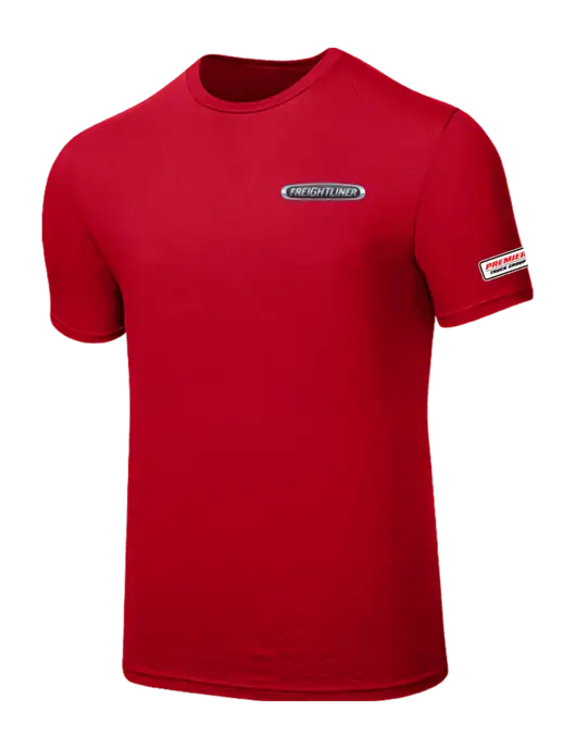 Seriously Soft Red T-Shirt w/Freightliner Logo, Premier Truck Group Logo