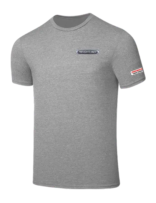 Seriously Soft Light Heather Grey T-Shirt w/Freightliner Logo, Premier Truck Group Logo