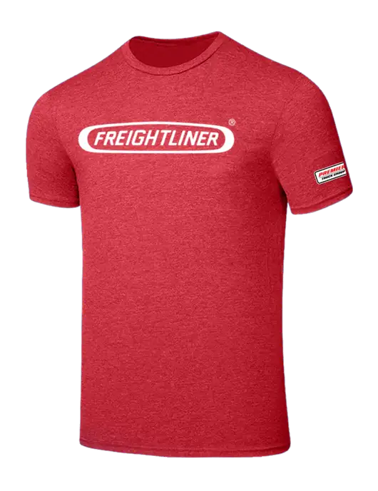 Seriously Soft Heathered Red T-Shirt w/Freightliner Logo, Premier Truck Group Logo
