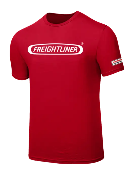Seriously Soft Red T-Shirt w/Freightliner Logo, Premier Truck Group Logo