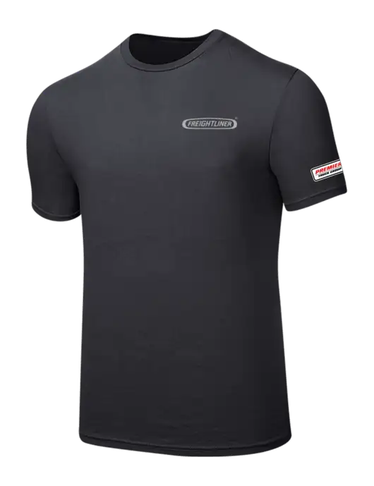 Seriously Soft Charcoal T-Shirt w/Freightliner Logo, Premier Truck Group Logo