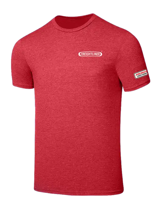 Seriously Soft Heathered Red T-Shirt w/Freightliner Logo, Premier Truck Group Logo