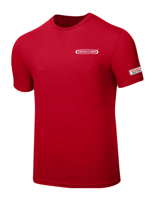 Seriously Soft Red T-Shirt w/Freightliner Logo, Premier Truck Group Logo