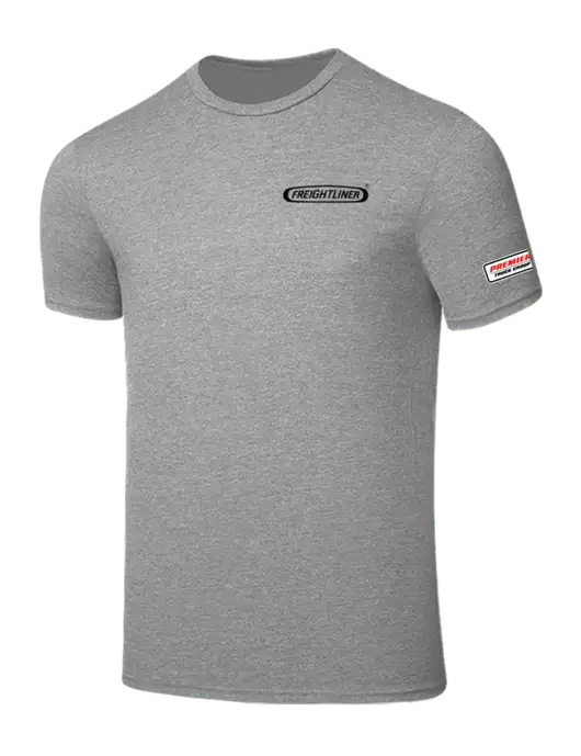 Seriously Soft Light Heather Grey T-Shirt w/Freightliner Logo, Premier Truck Group Logo