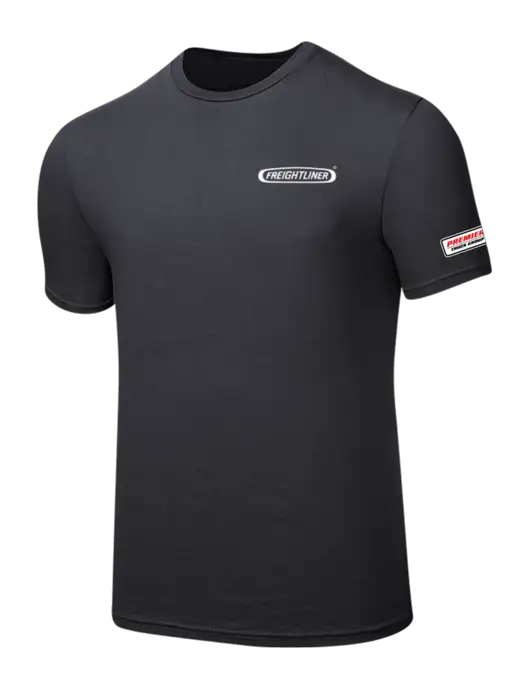 Seriously Soft Charcoal T-Shirt w/Freightliner Logo, Premier Truck Group Logo