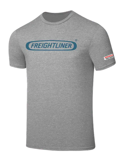 Seriously Soft Light Heather Grey T-Shirt w/Freightliner Logo, Premier Truck Group Logo