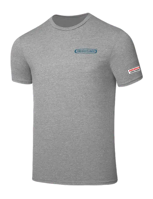 Seriously Soft Light Heather Grey T-Shirt w/Freightliner Logo, Premier Truck Group Logo