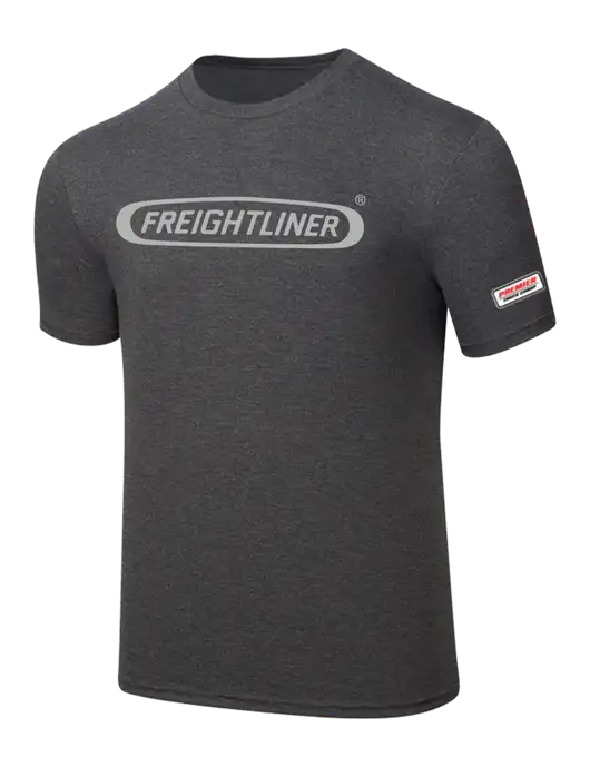 Simply Soft Heathered Charcoal 4.5oz  Poly/Combed Ring Spun Cotton T-Shirt w/Freightliner Logo, Premier Truck Group Logo