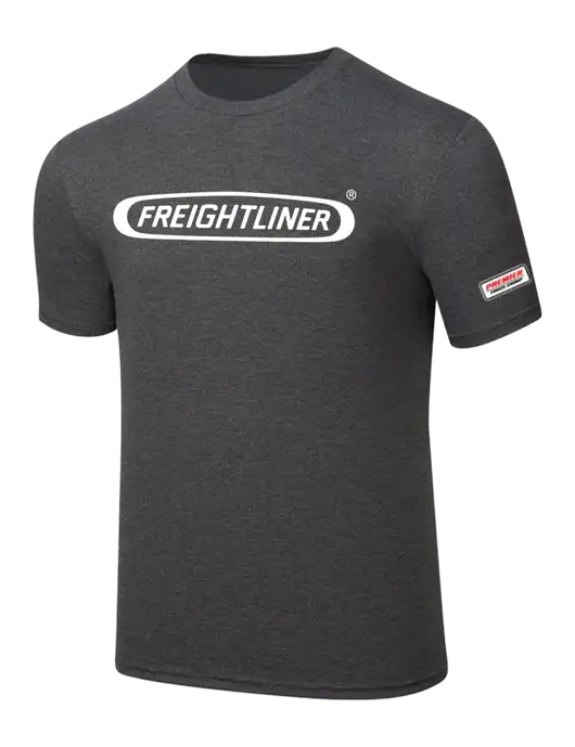 Simply Soft Heathered Charcoal 4.5oz  Poly/Combed Ring Spun Cotton T-Shirt w/Freightliner Logo, Premier Truck Group Logo