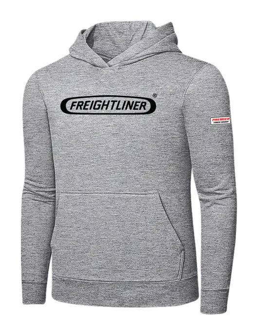 Light Grey Heather 7.8 oz Ring Spun Hooded Sweatshirt w/Freightliner Logo, Premier Truck Group Logo