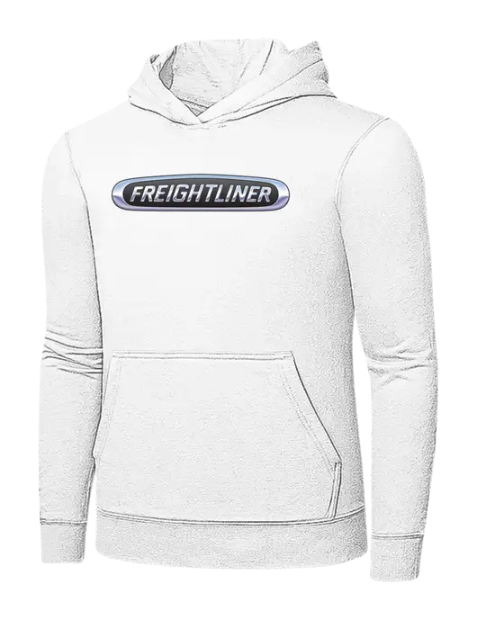 White 7.8 oz Ring Spun Hooded Sweatshirt w/Freightliner Logo