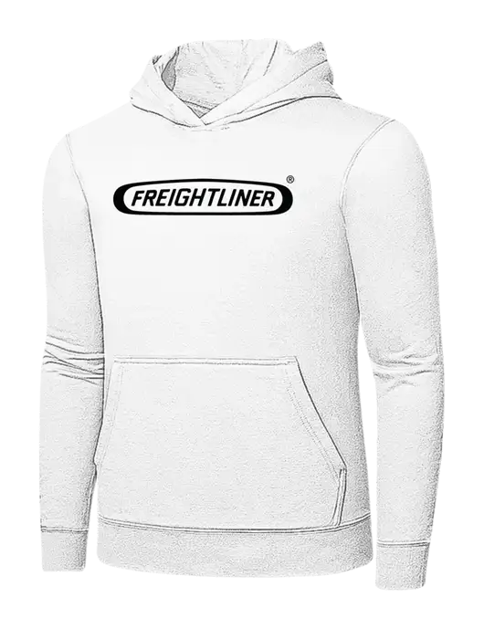 White 7.8 oz Ring Spun Hooded Sweatshirt w/Freightliner Logo
