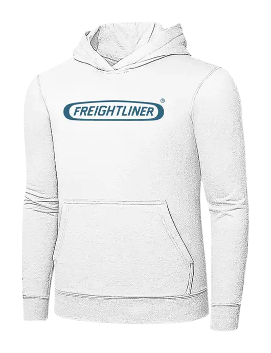 White 7.8 oz Ring Spun Hooded Sweatshirt w/Freightliner Logo