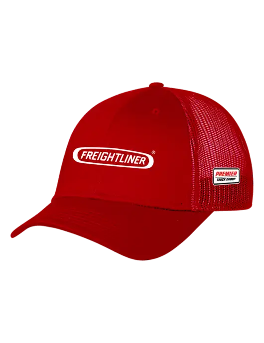 Red Mesh Trucker Cap Snap Back w/Freightliner Logo, Premier Truck Group Logo
