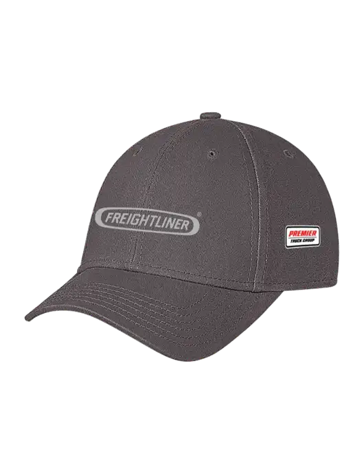 Medium Dark Grey Structured Soft Snap Closure Hook & Loop Cap w/Freightliner Logo, Premier Truck Group Logo
