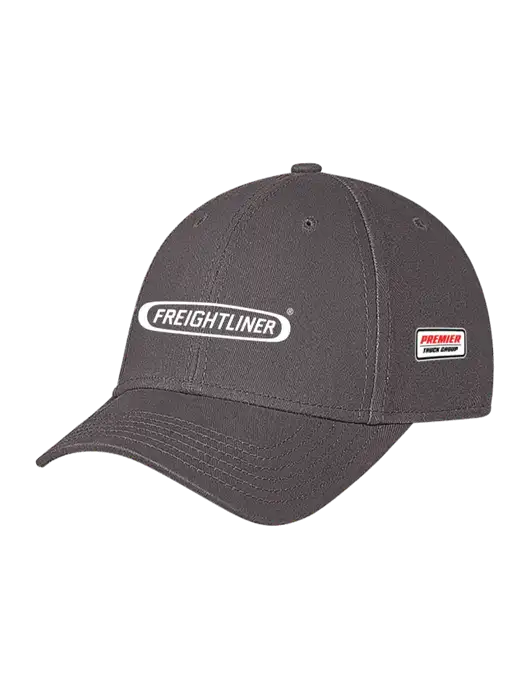 Medium Dark Grey Structured Soft Snap Closure Hook & Loop Cap w/Freightliner Logo, Premier Truck Group Logo
