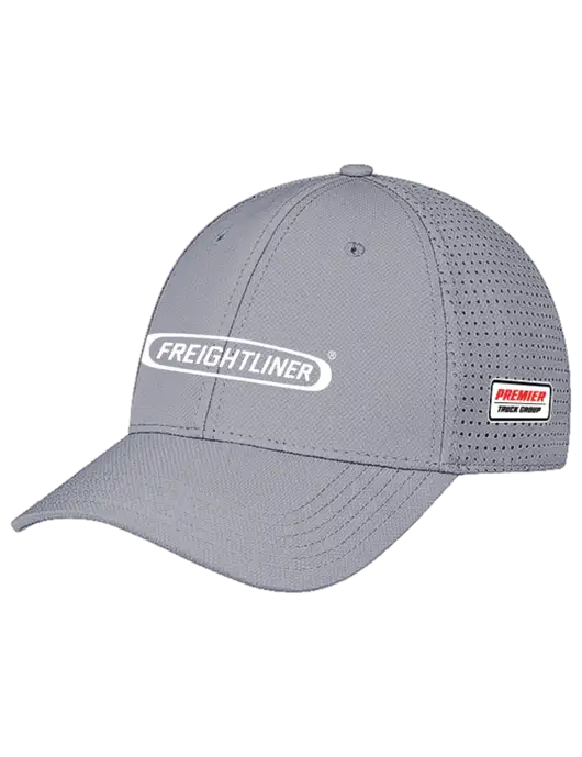 Grey Performance Stretchable Cap Hook & Loop w/Freightliner Logo, Premier Truck Group Logo