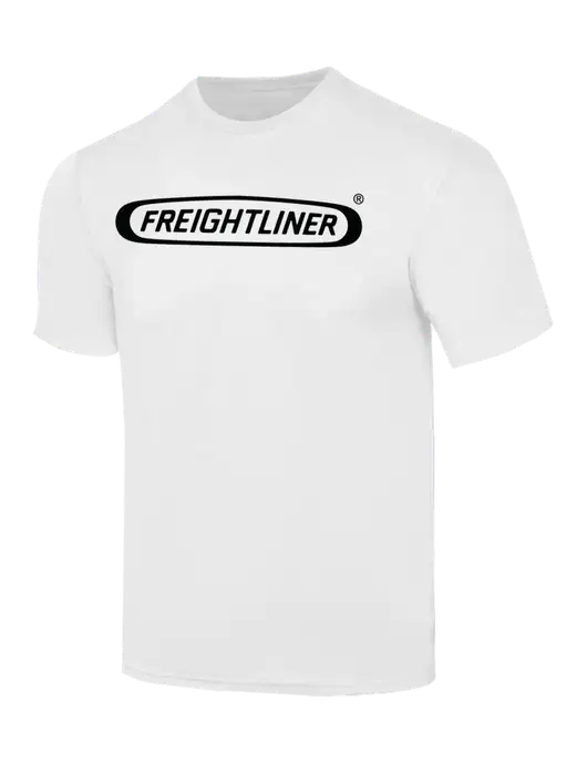 Simply Soft White 4.5oz  Poly/Combed Ring Spun Cotton T-Shirt w/Freightliner Logo