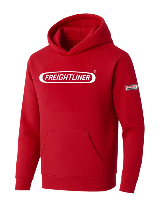 BELLA+CANVAS Red Sponge Fleece Pullover Hoodie w/Freightliner Logo, Premier Truck Group Logo