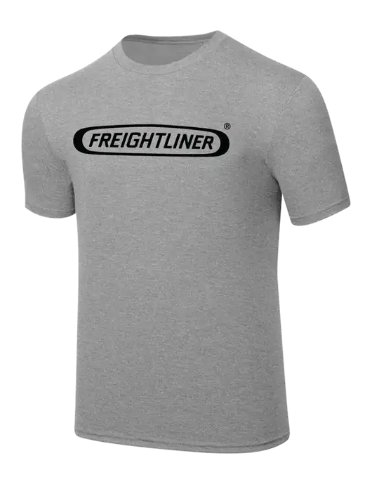 Simply Soft Heathered Light Grey 4.5oz  Poly/Combed Ring Spun Cotton T-Shirt w/Freightliner Logo
