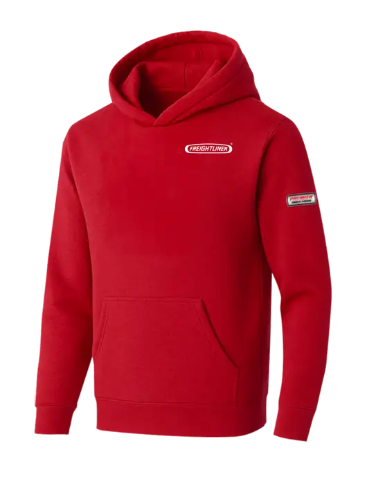 BELLA+CANVAS Red Sponge Fleece Pullover Hoodie w/Freightliner Logo, Premier Truck Group Logo