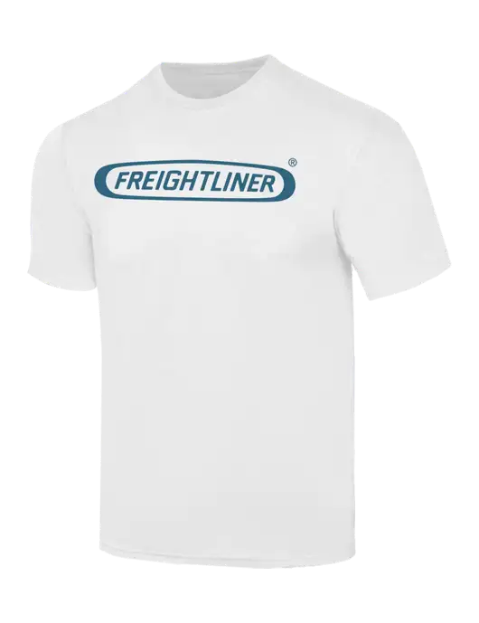 Simply Soft White 4.5oz  Poly/Combed Ring Spun Cotton T-Shirt w/Freightliner Logo