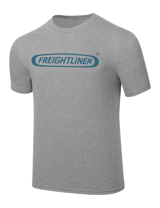 Simply Soft Heathered Light Grey 4.5oz  Poly/Combed Ring Spun Cotton T-Shirt w/Freightliner Logo