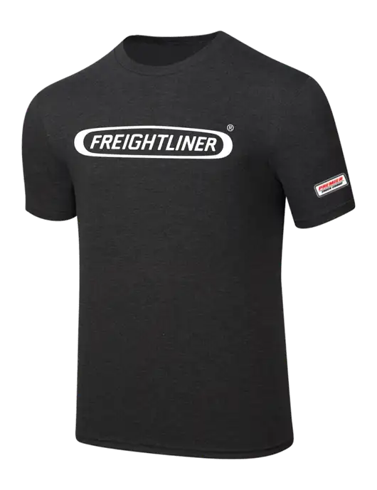 Simply Soft Black Frost 4.5oz  Poly/Combed Ring Spun Cotton T-Shirt w/Freightliner Logo, Premier Truck Group Logo