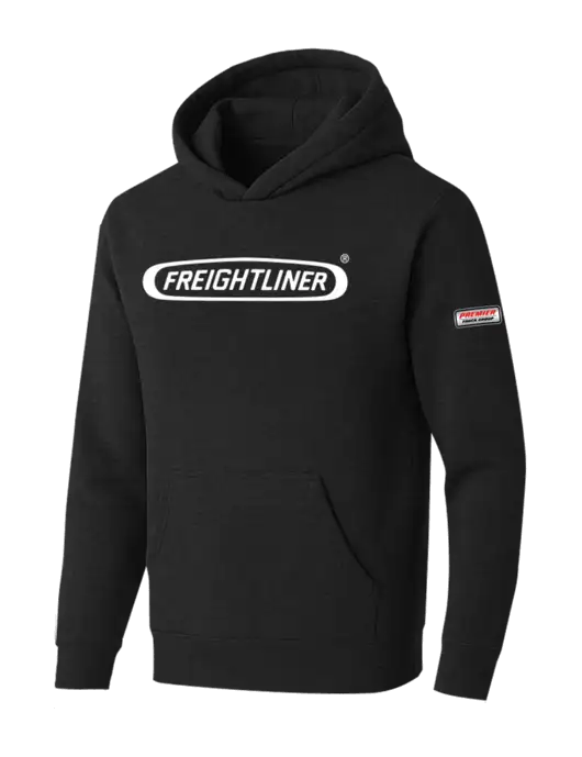 BELLA+CANVAS Black Heather Sponge Fleece Pullover Hoodie w/Freightliner Logo, Premier Truck Group Logo