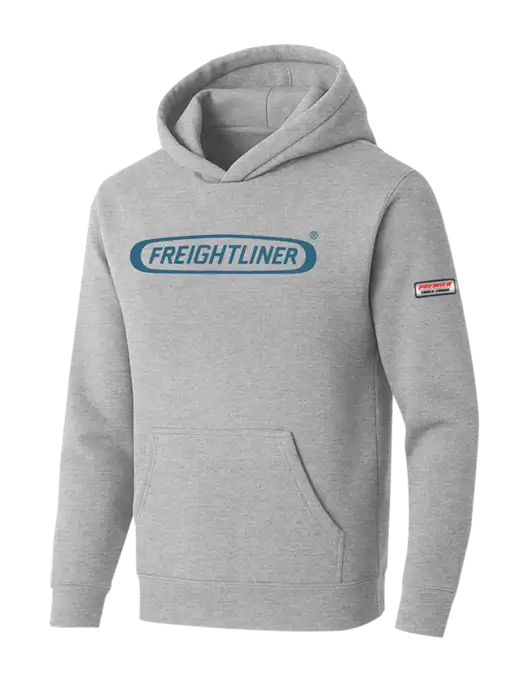 BELLA+CANVAS Light Grey Heather Sponge Fleece Pullover Hoodie w/Freightliner Logo, Premier Truck Group Logo
