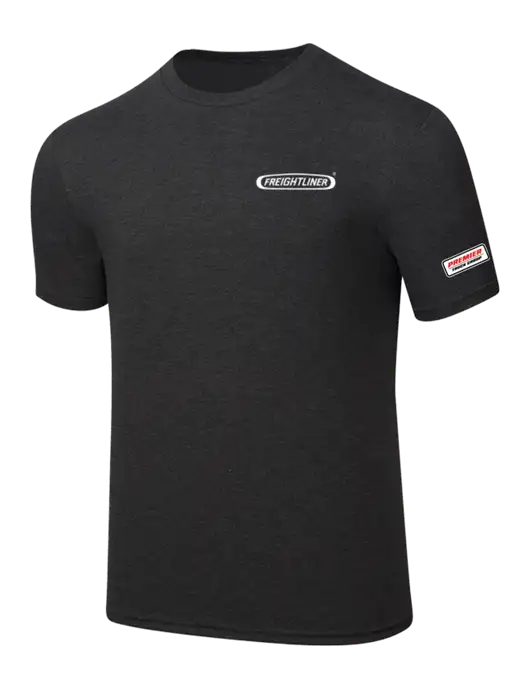 Simply Soft Black Frost 4.5oz  Poly/Combed Ring Spun Cotton T-Shirt w/Freightliner Logo, Premier Truck Group Logo