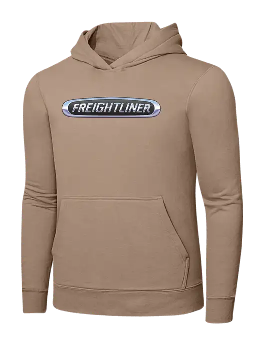 Sand 7.8. oz Ring Spun Hooded Sweatshirt w/Freightliner Logo