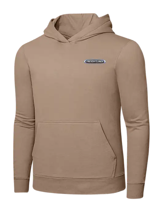 Sand 7.8. oz Ring Spun Hooded Sweatshirt w/Freightliner Logo