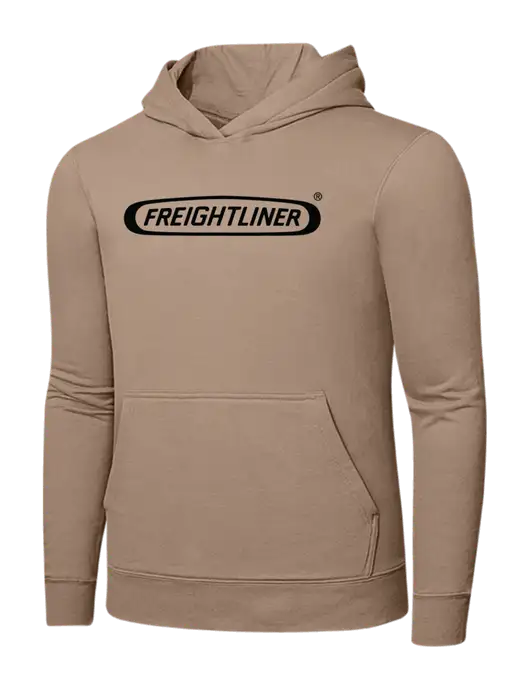 Sand 7.8. oz Ring Spun Hooded Sweatshirt w/Freightliner Logo