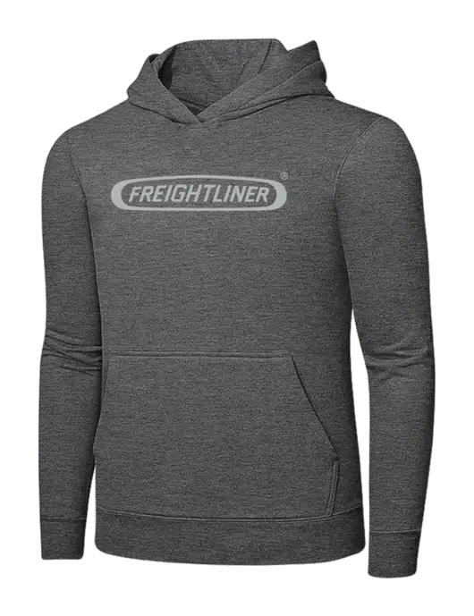 Graphite Heather 7.8. oz Ring Spun Hooded Sweatshirt w/Freightliner Logo