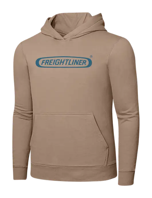 Sand 7.8. oz Ring Spun Hooded Sweatshirt w/Freightliner Logo